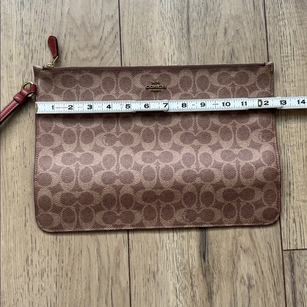 Coach Baby Messenger Bag Signature Canvas C Design Brown Tan With Zipper Pouch